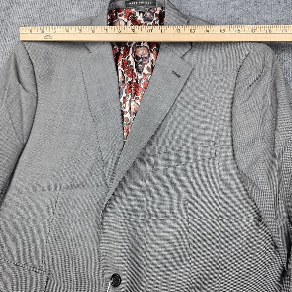 Indochino Blazer Mens 46 Gray Newbury Skull Lining Wool Jacket Timeless Classic - Picture 11 of 16